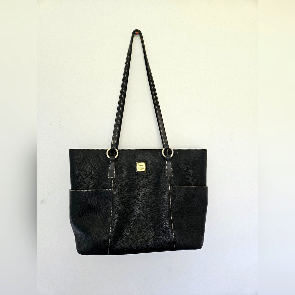 Dooney & Bourke Black Pebble Grain Leather Large Shopper's Tote, Classic